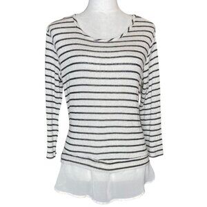 Metaphor Women’s Striped Knit Sweater Sheer Underlayer Sweater XL Boho Chic